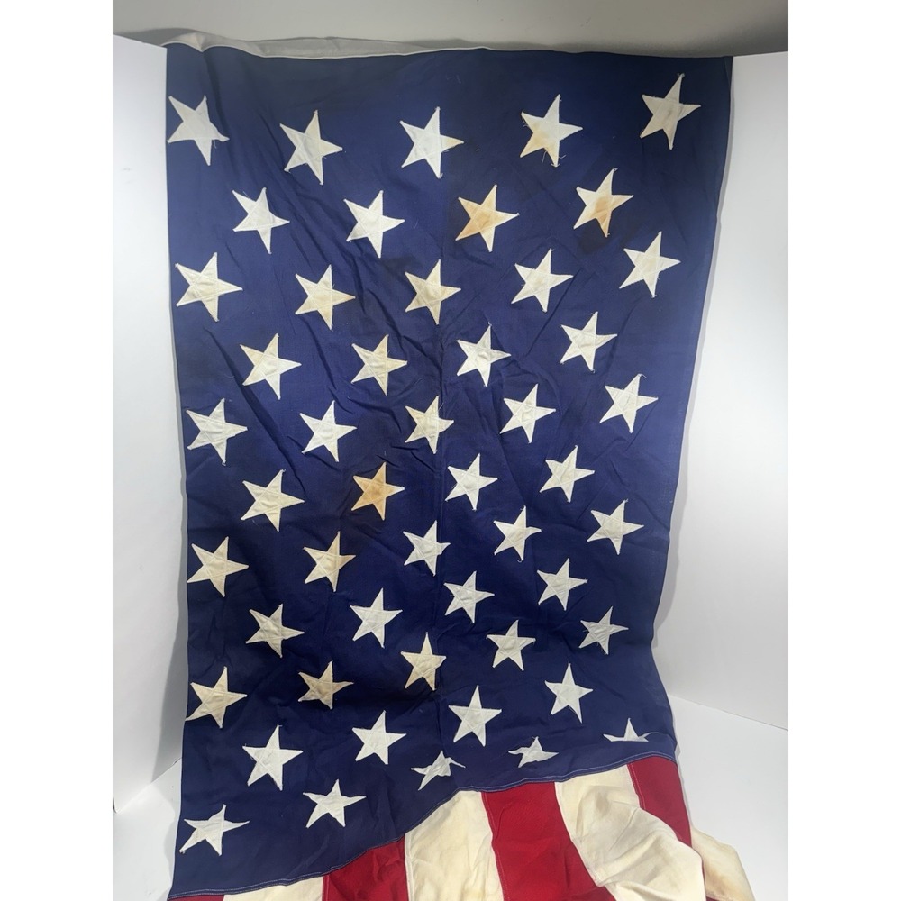 Best Valley Forge VINTAGE American Flag 58" x116" USA Made 100% Cotton Yellowing